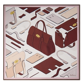 Mulberry Square Scarf Bayswater Workshop Blossom Pink Silk Twill